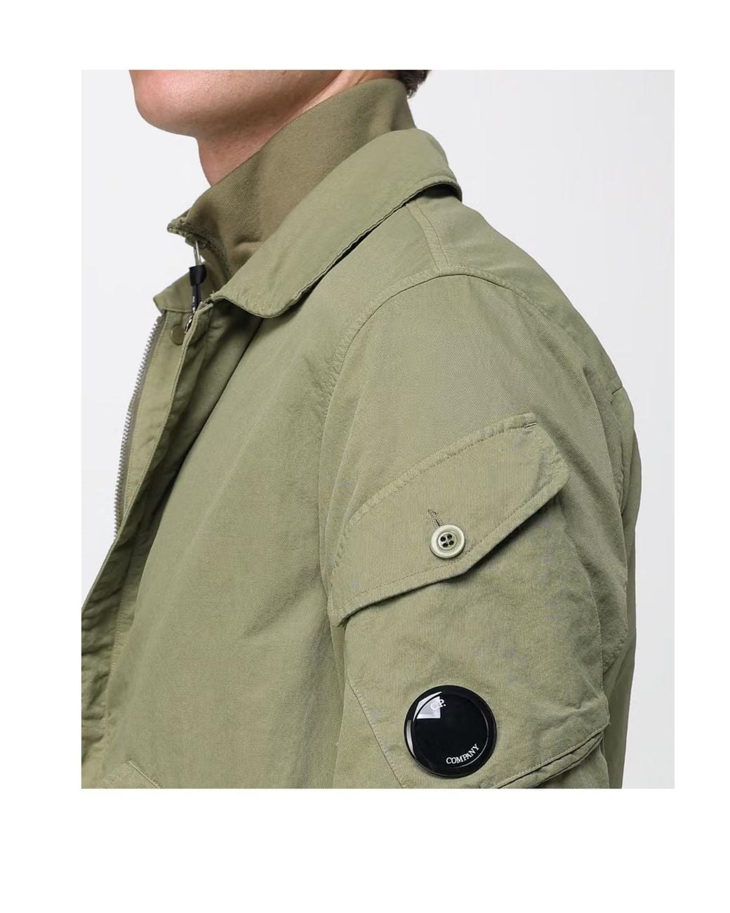 C P Company Green Long-Sleeved Jacket With A Collar for men