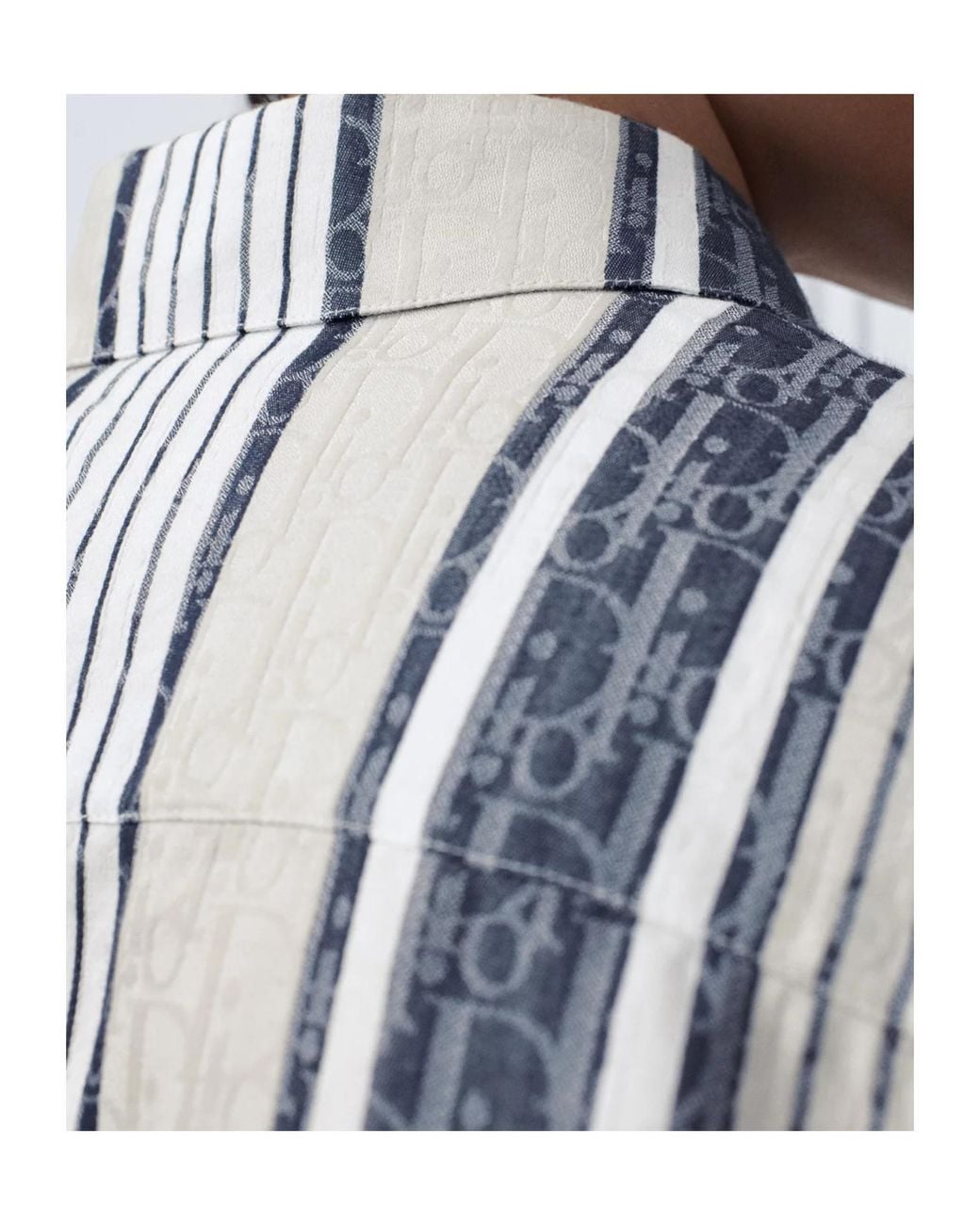 Dior Blue Iviera Oblique Sun Stripes Short-Sleeved Shirt for men