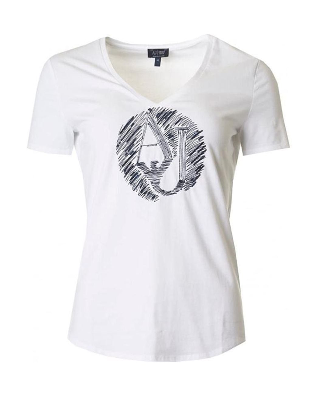 Armani Jeans White Small V-Collar T-Shirt
