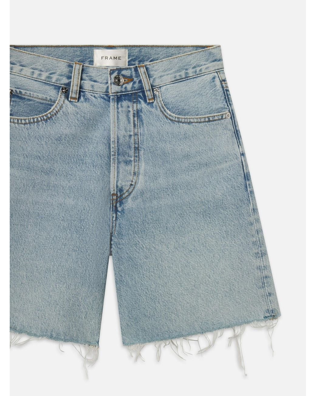 FRAME Blue High Waist Denim Shorts