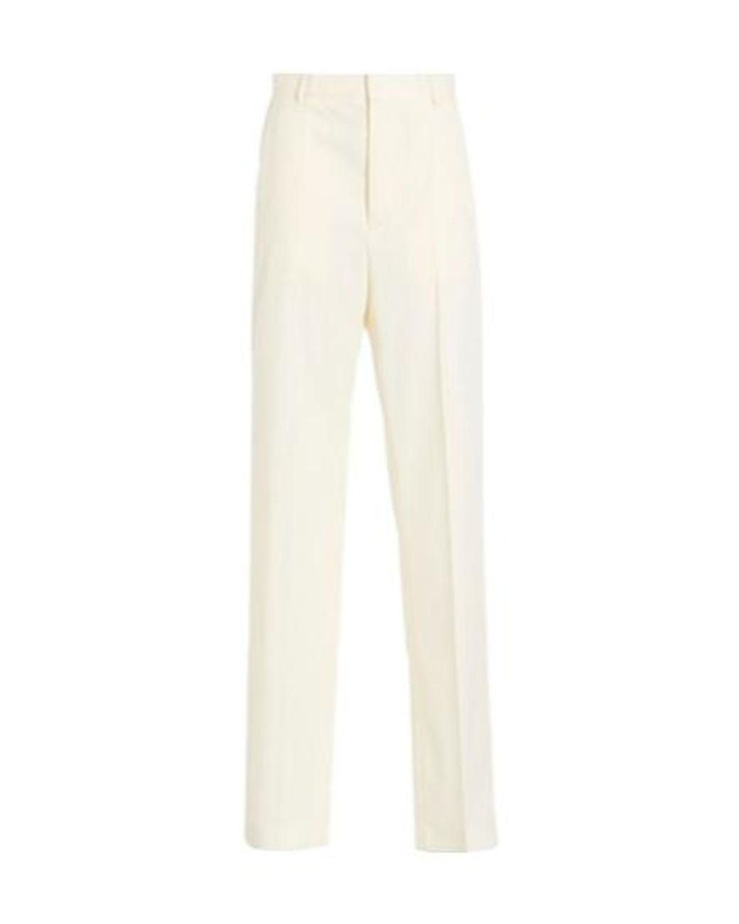 MM6 by Maison Margiela White Solid-Colored Straight-Leg Pants