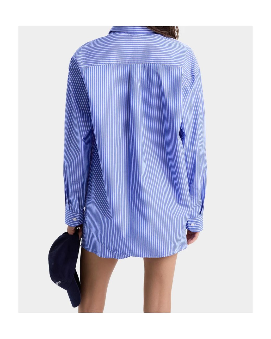 Sporty & Rich Blue Oversized Striped Shirt
