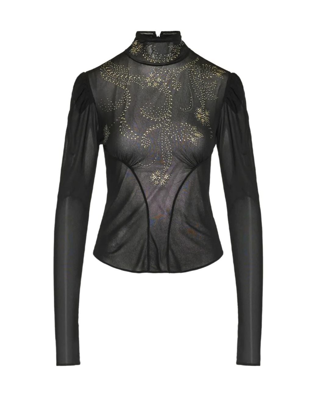 Rabanne Black Beaded Long-Sleeved Top