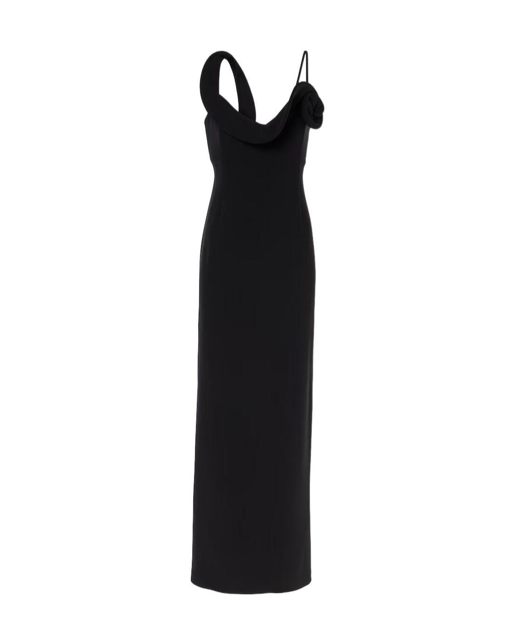 Magda Butrym Black Floral-Appliqué Wool-Blend Gown