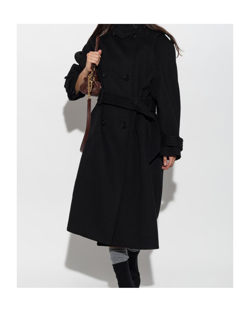 Chloé Black Chloé Ma 05 Belted Double-Breasted Coat