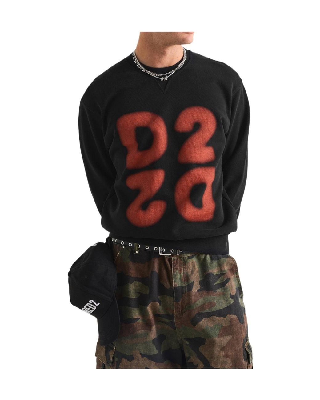 DSquared² Black Crew Neck Long Sleeve Sweatshirt for men