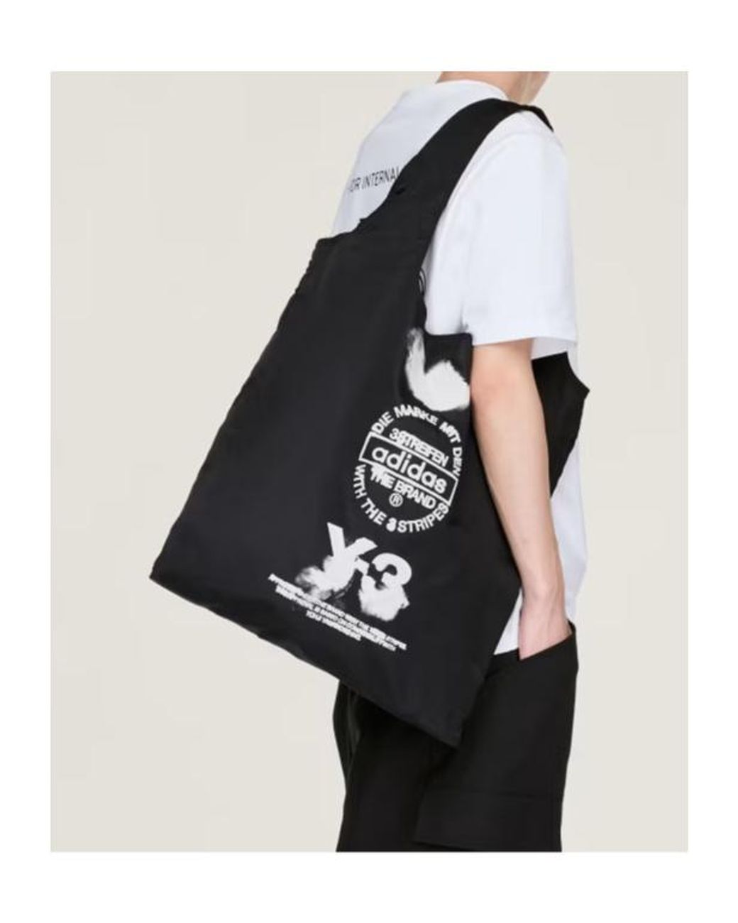Y-3 Logo Printed Tote Bag in Black for Men | Lyst
