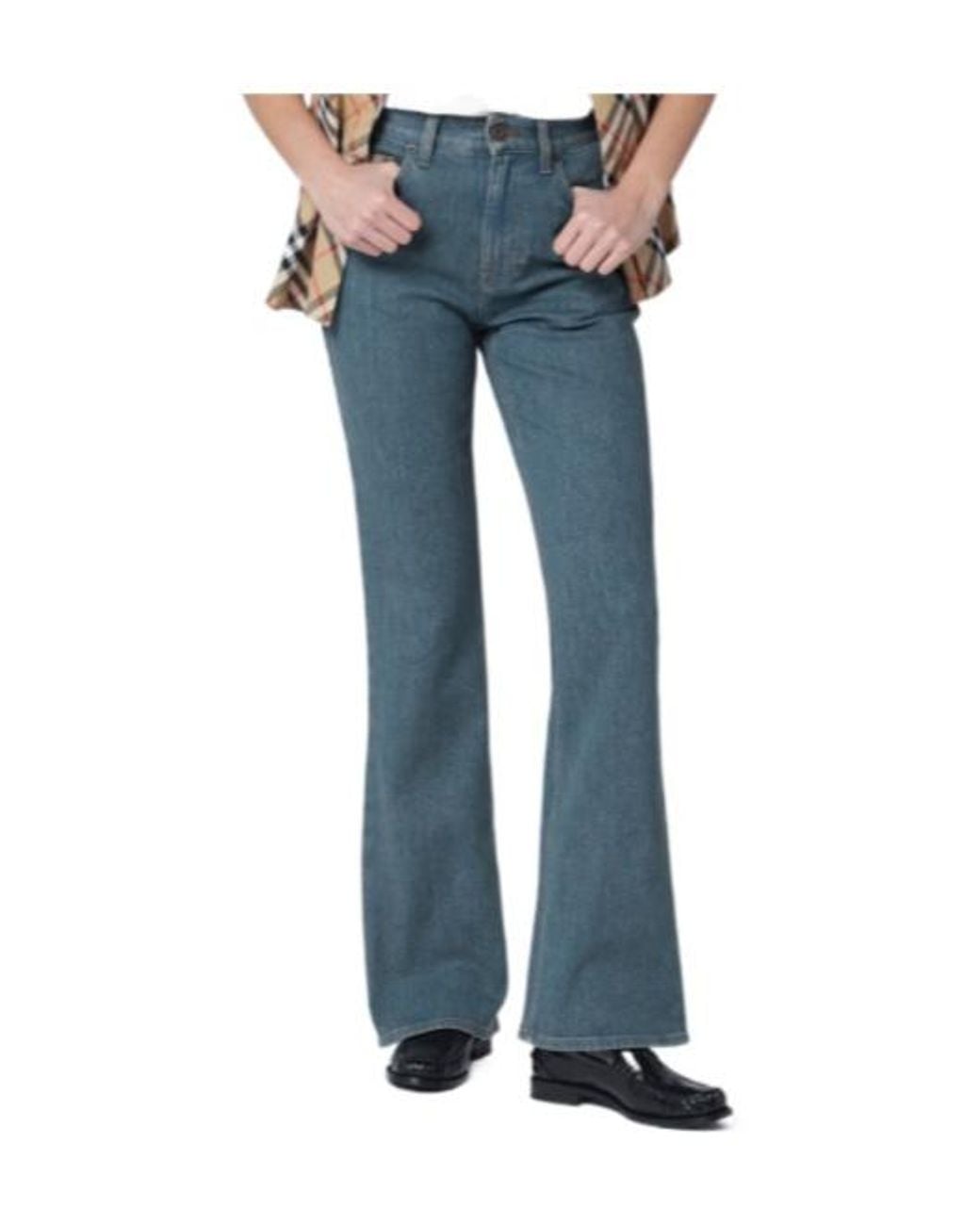 Burberry Blue Logo Patch Bootcut Jeans