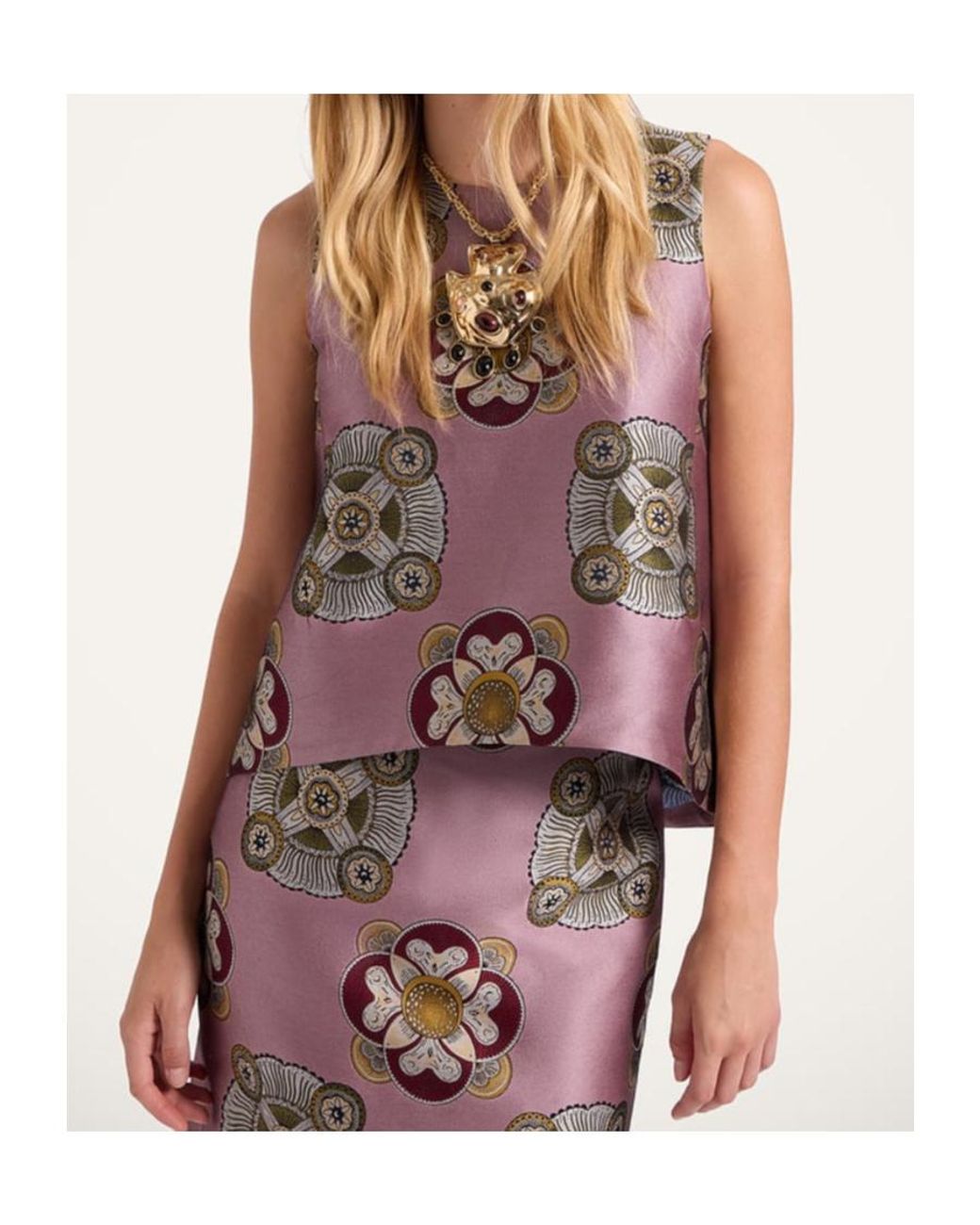 LaDoubleJ Brown Floral-Print Sleeveless Top
