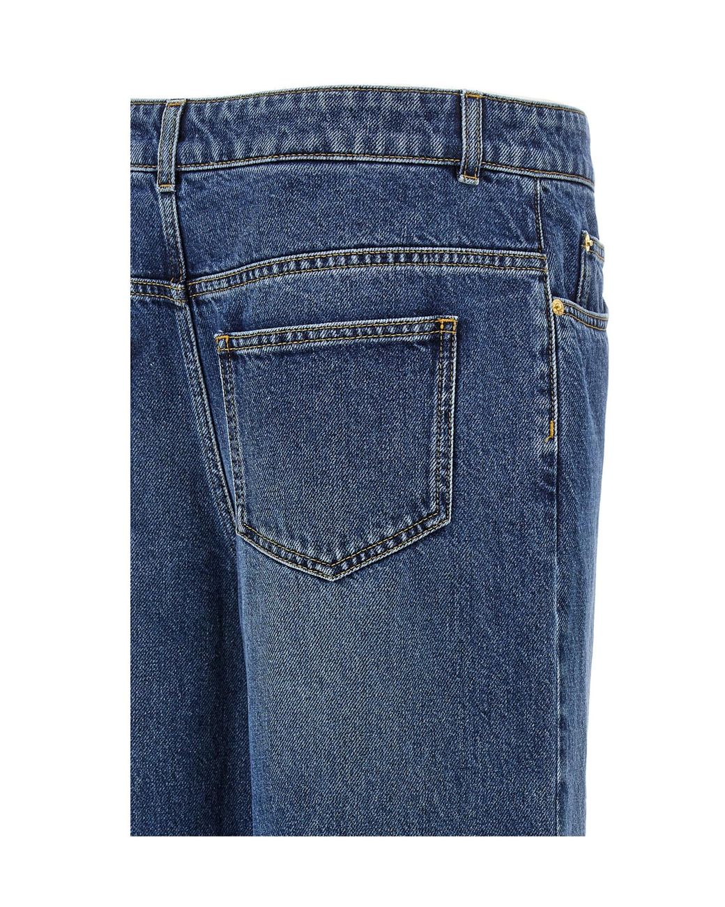 Moschino Blue Teddy Bear Button Wide-Leg Jeans