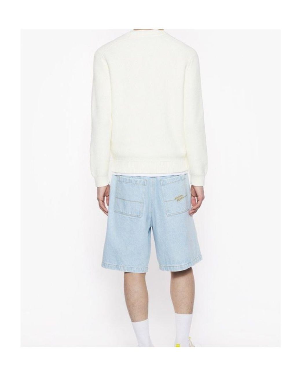 Maison Kitsuné White Maison Kitsuné Logo Embroidered Knit Jumper for men