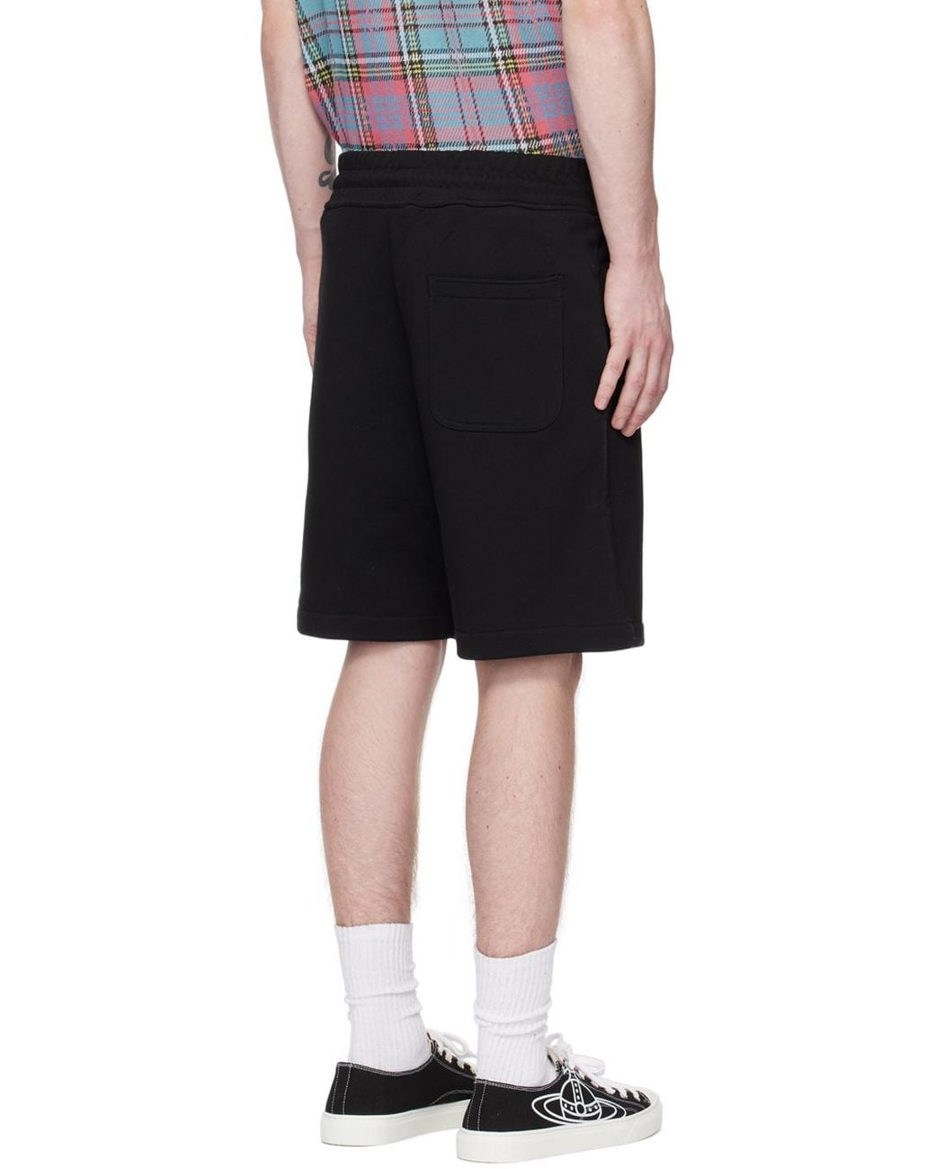 Vivienne Westwood Black Embroidered-Orb Cotton Shorts for men