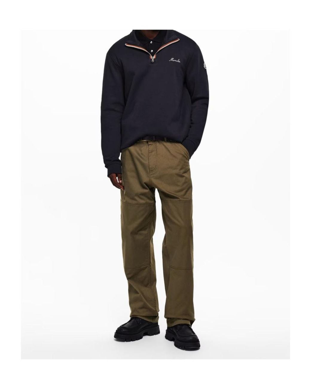 Moncler Blue Logo Zip-Up Sweatshirt for men