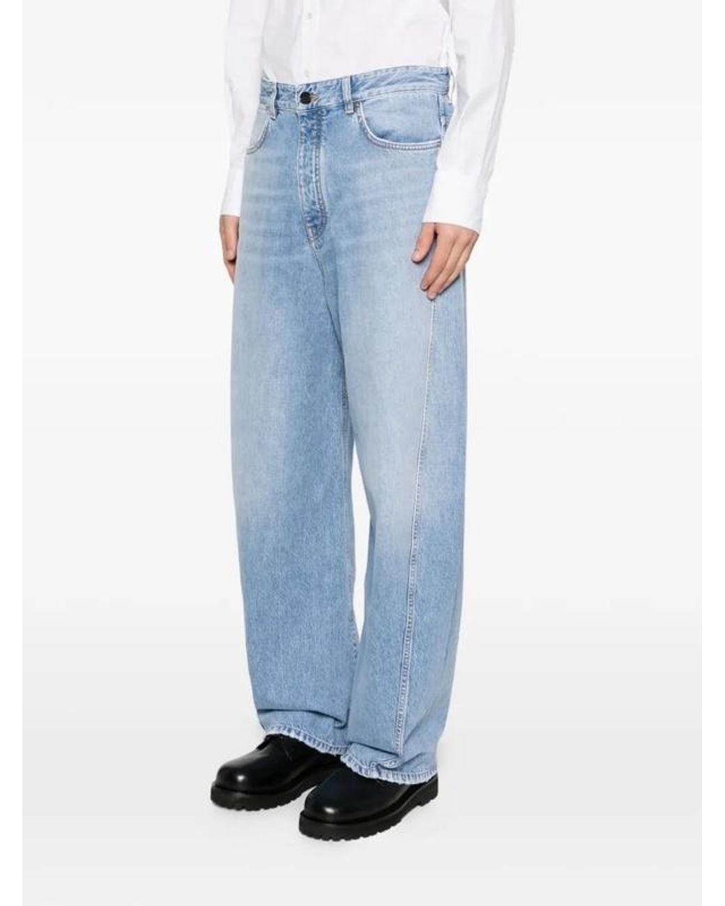Givenchy Blue Logo Detailed Wide-Leg Jeans for men
