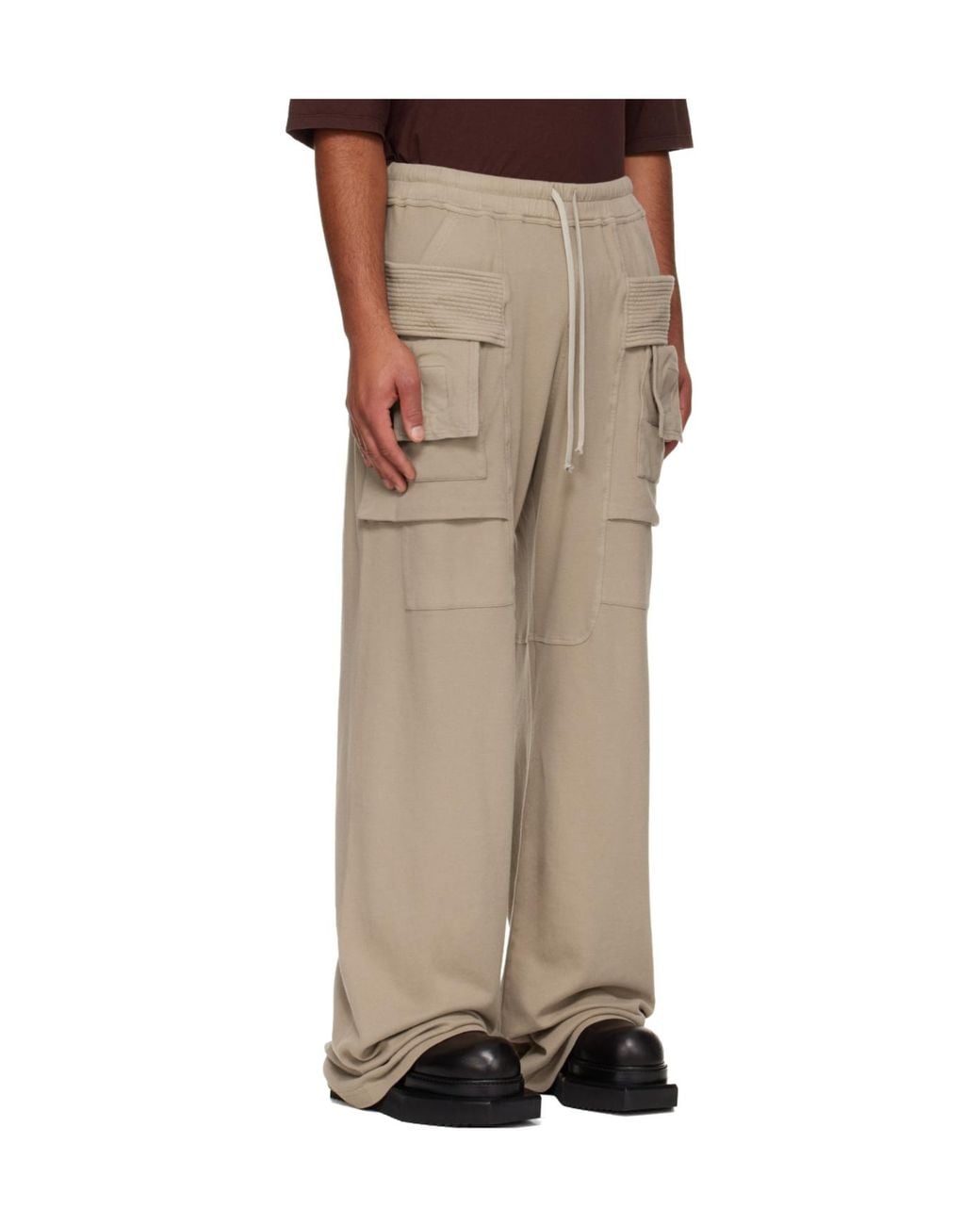 Rick Owens Natural Creatch Wide Cargo Drawstring Pants for men