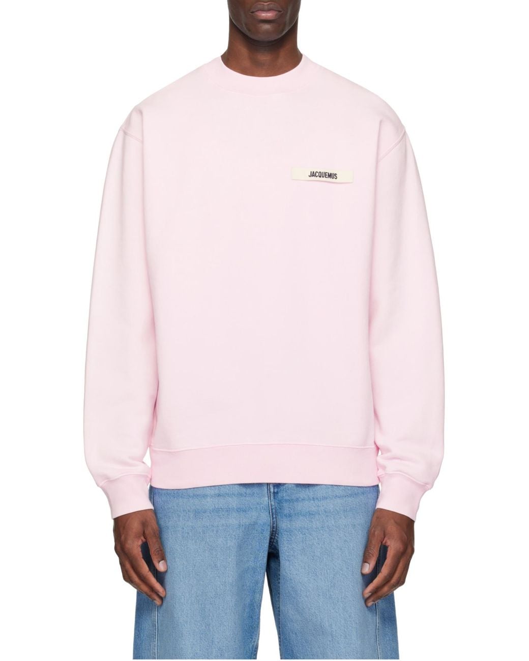Jacquemus Pink Logo Patch Crewneck Sweatshirt for men
