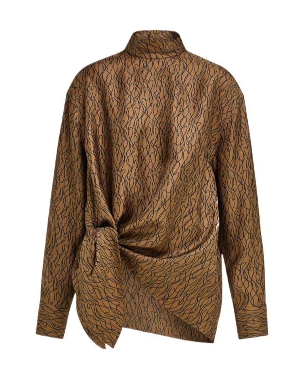 Ferragamo Brown Silk Shirt With Side Knot