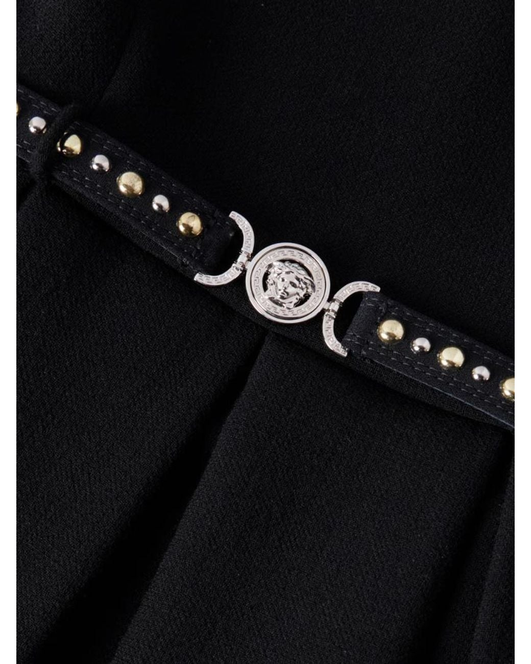 Versace Black A-Line Belted Mini Dress