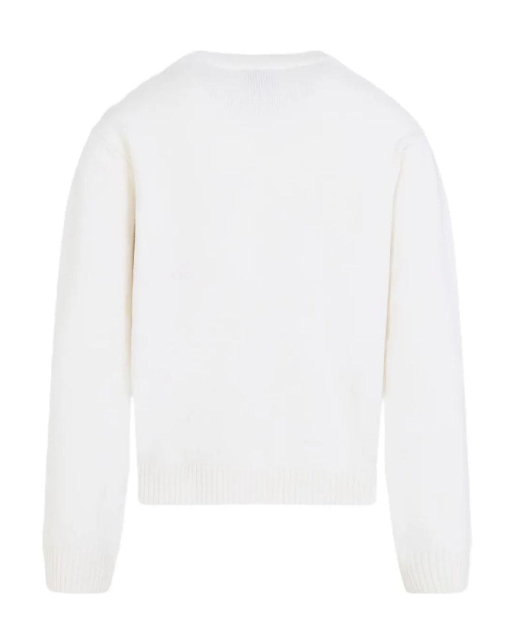 Casablanca White Floral Embroidered Crew Neck Sweater for men