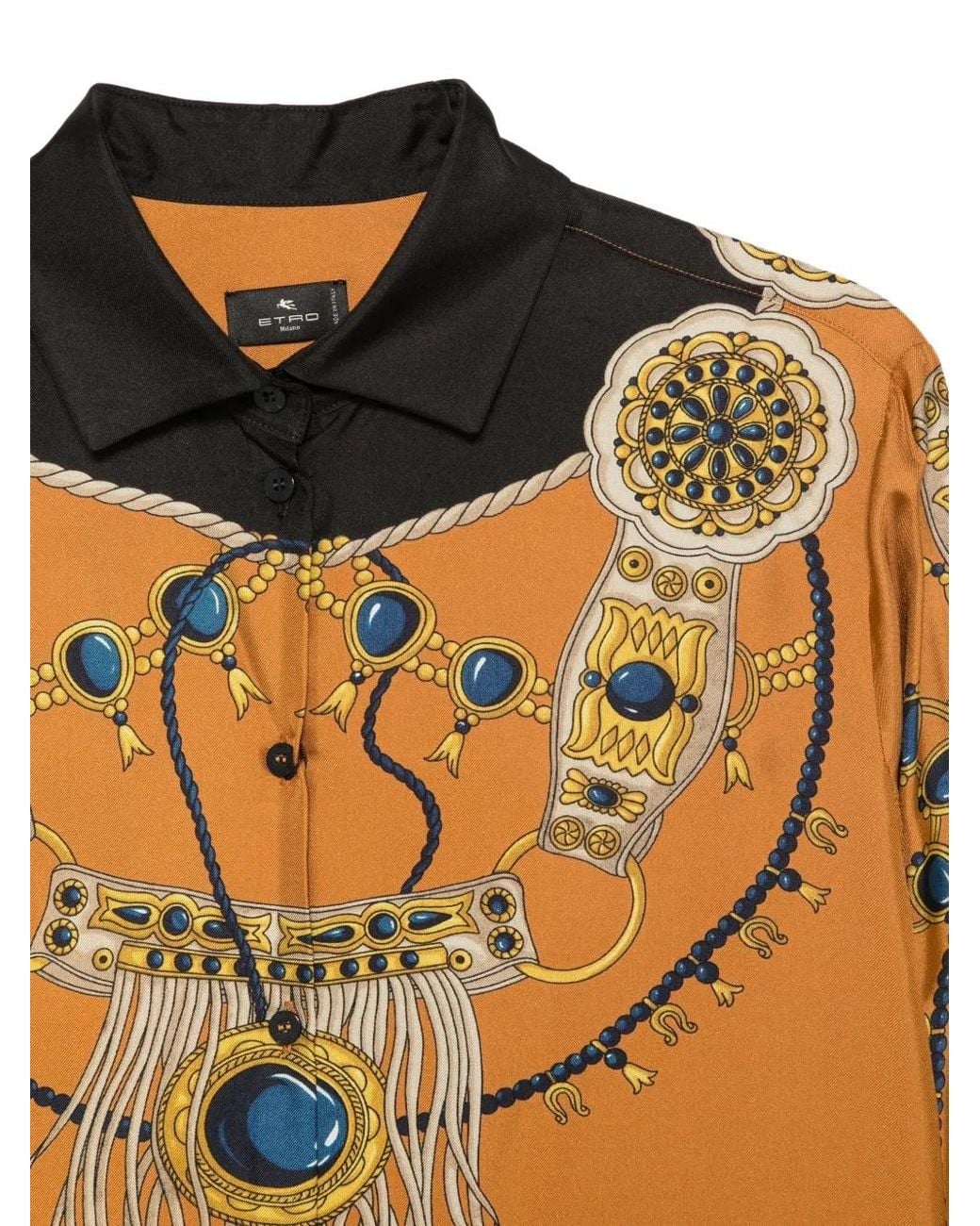 Etro Orange Printed Button-Up Shirt