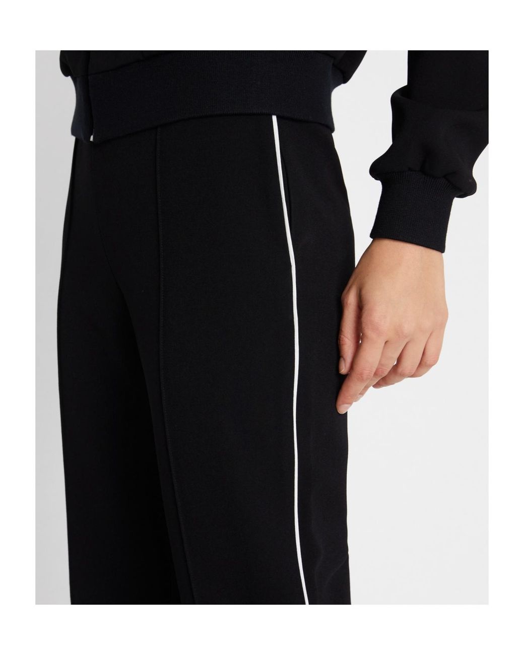 Tory Burch Black Striped High-Waisted Trousers