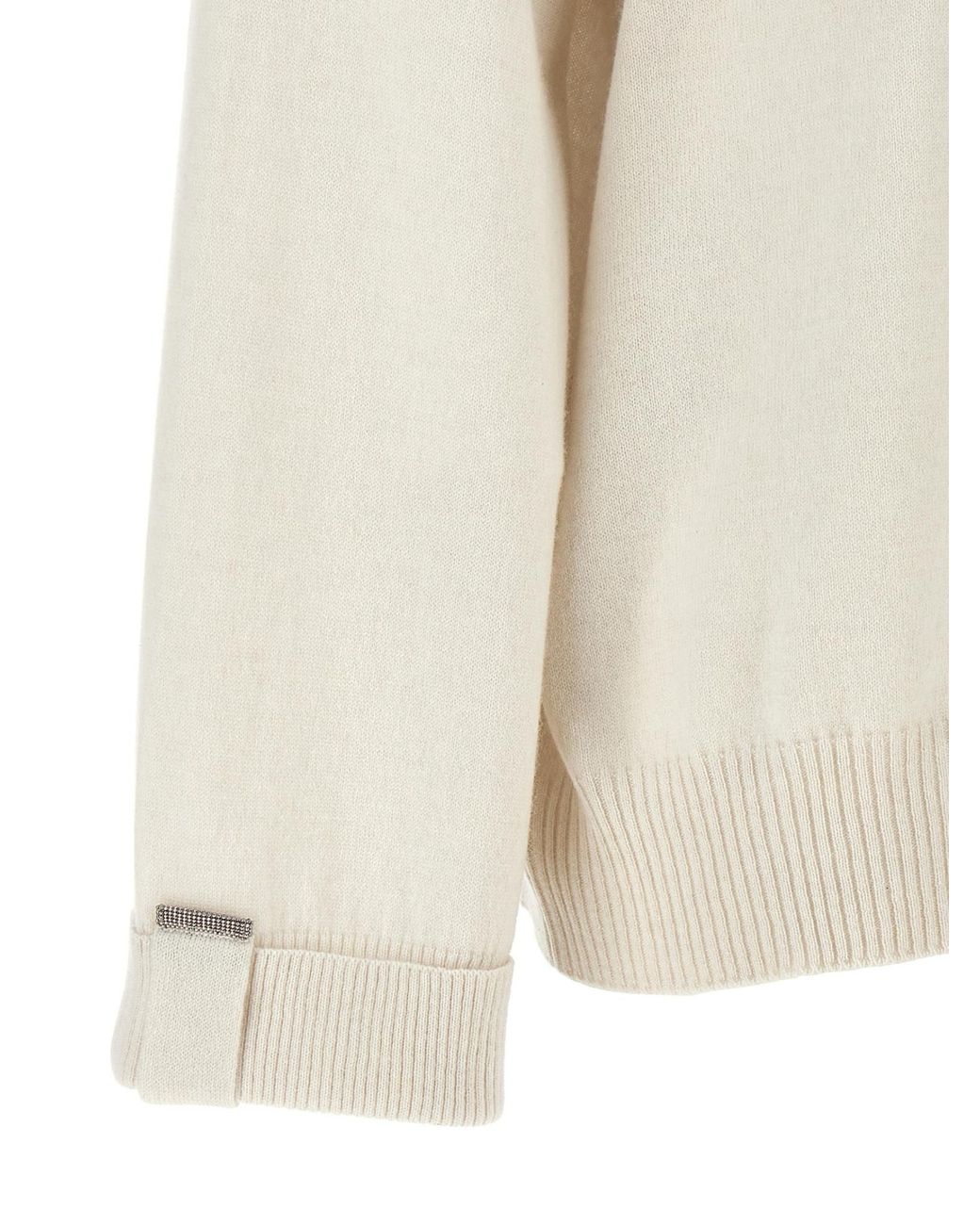 Brunello Cucinelli White Crewneck Knitted Jumper