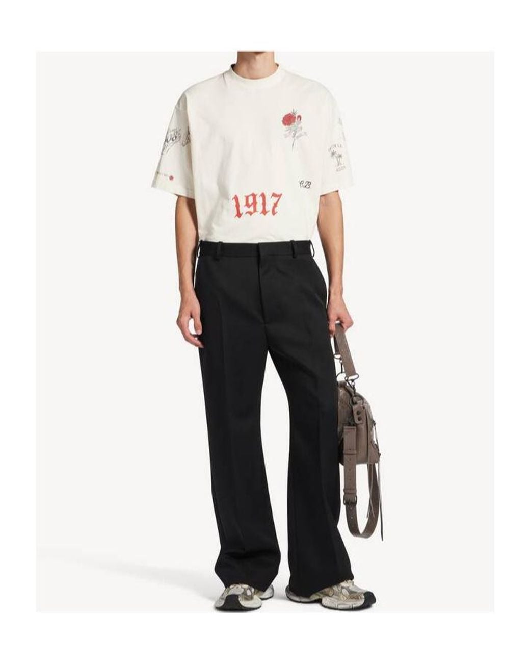 Balenciaga White Tattoo Medium Fit T-Shirt for men