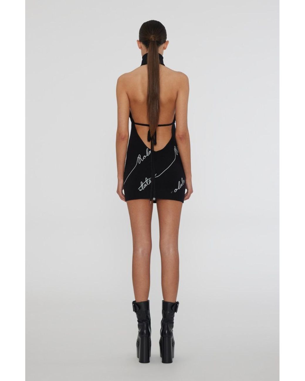 ROTATE BIRGER CHRISTENSEN Black Sequin Logo Mini Dress