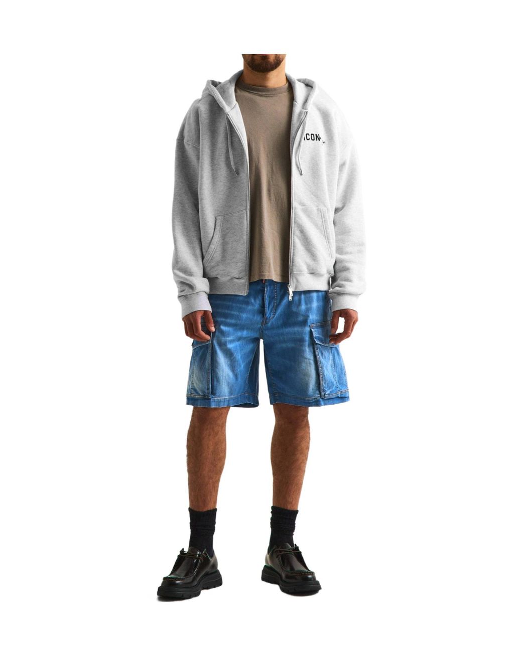 DSquared² Gray Classic Zip-Up Hoodie for men