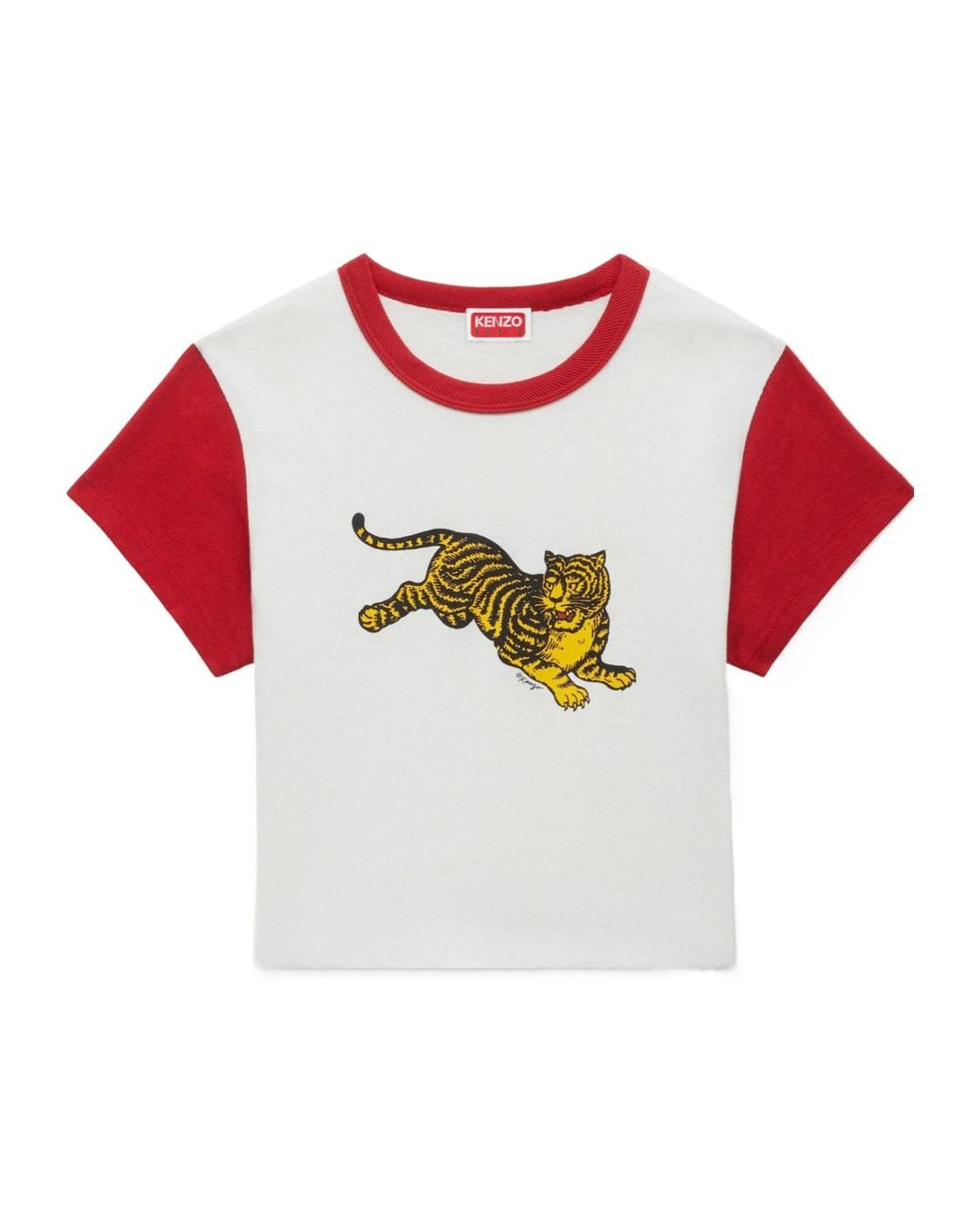 KENZO Red Graphic Print Cropped T-Shirt