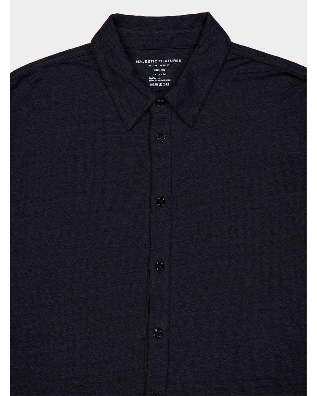 Majestic Filatures Blue Stretch-Linen Shirt for men