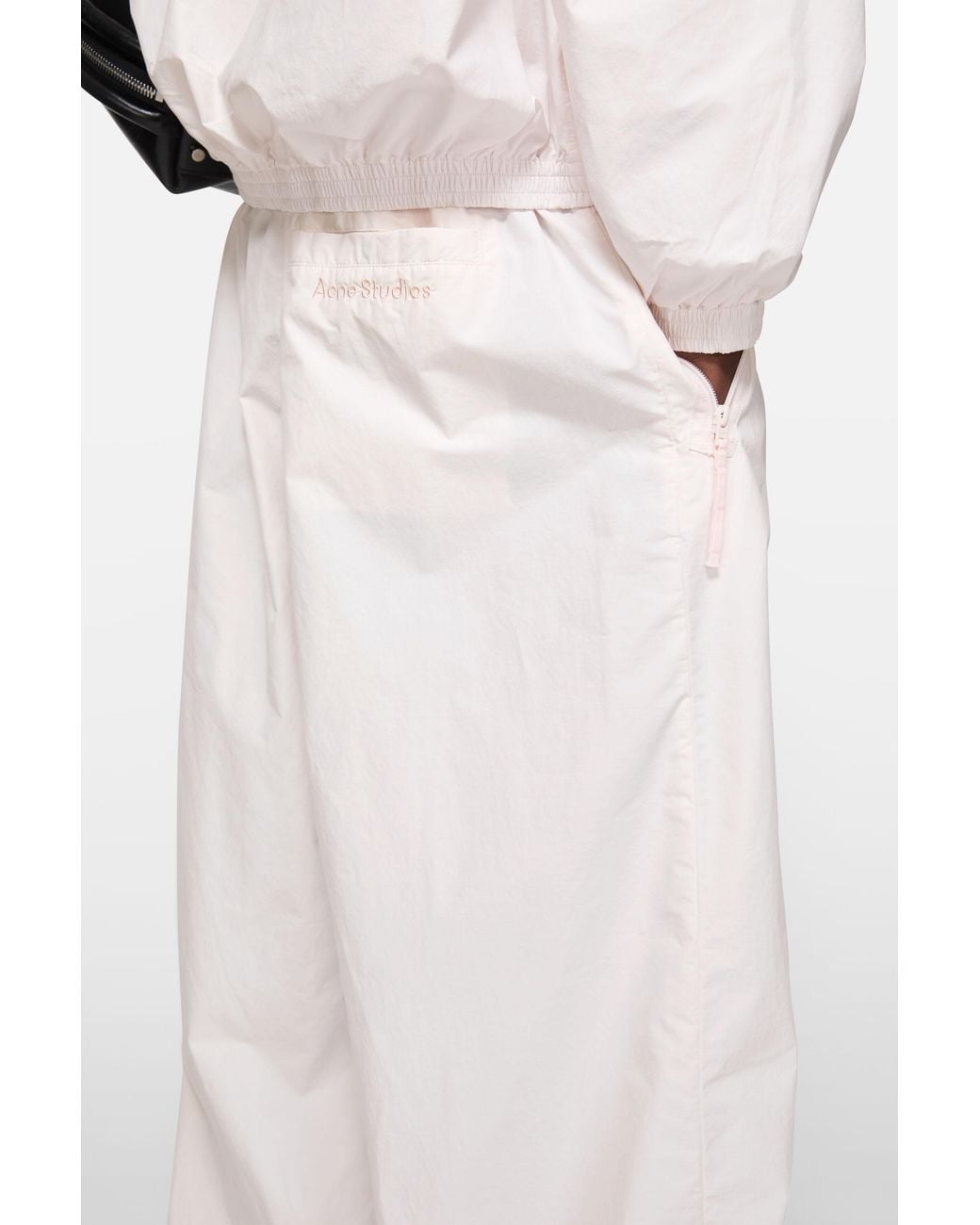 Acne White Taffeta Trousers for men