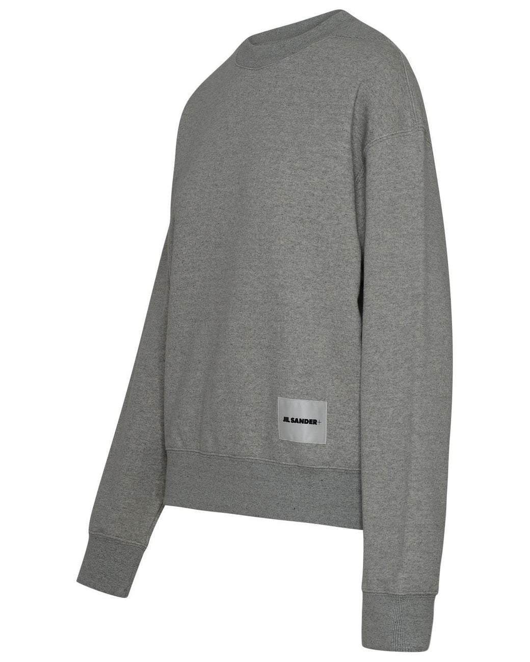 Jil Sander Gray Logo-Patch Straight Hem Sweatshirt