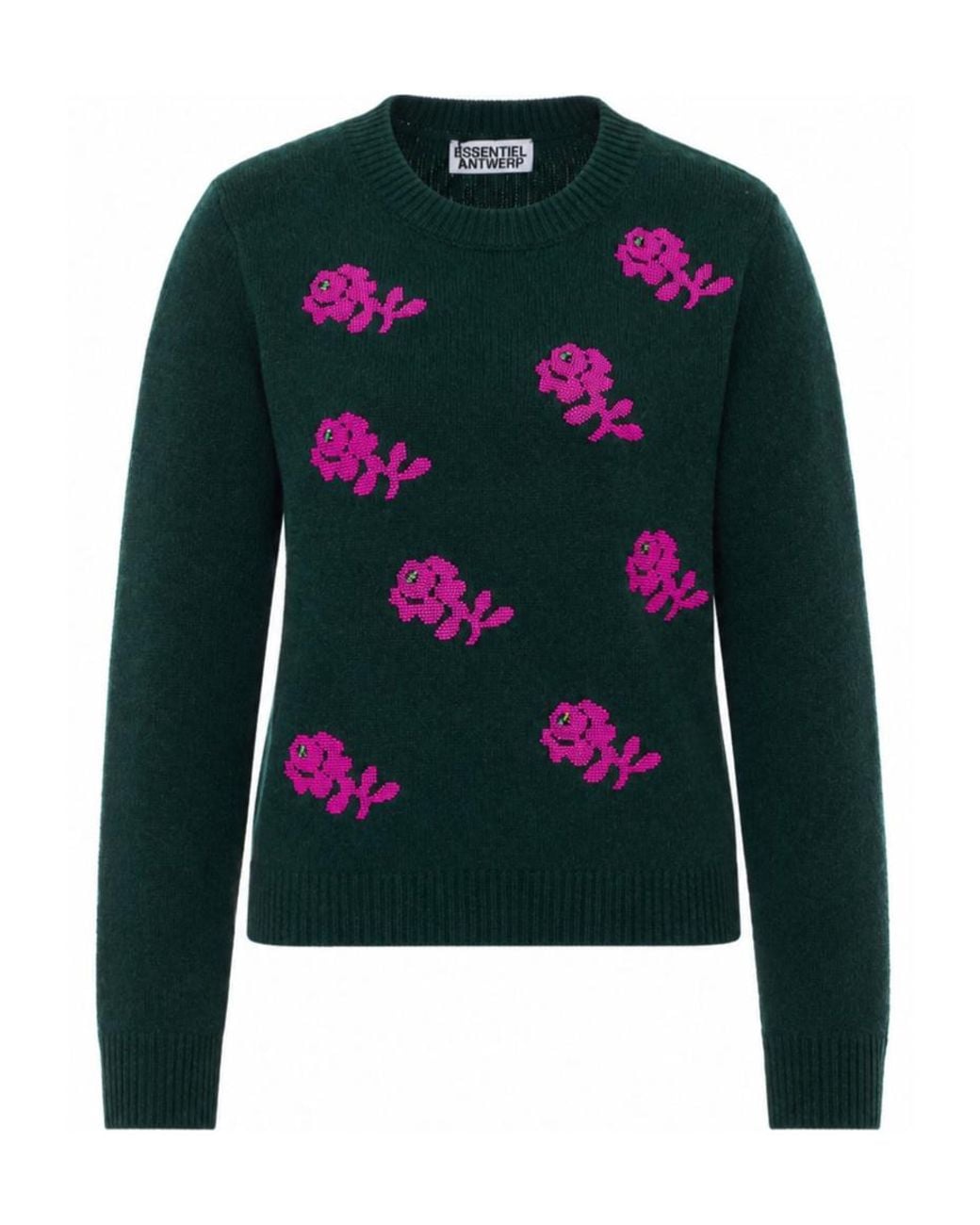 Essentiel Antwerp Green Korine Embellished Knitted Sweater