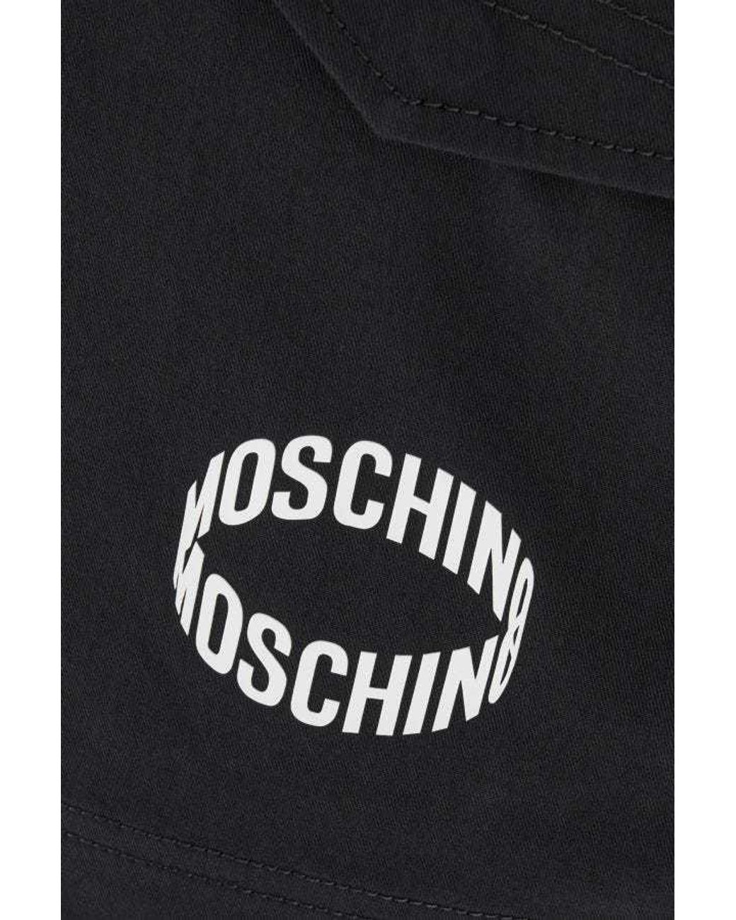 Moschino Black Logo Printed Bermuda Shorts for men