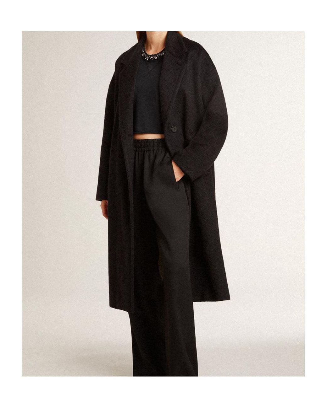 Golden Goose Deluxe Brand Black Single-Breasted Cocoon Coat