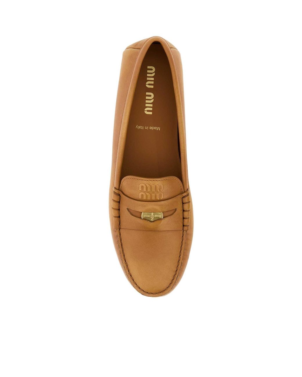 Miu Miu Brown Round-Toe Slip-On Loafers