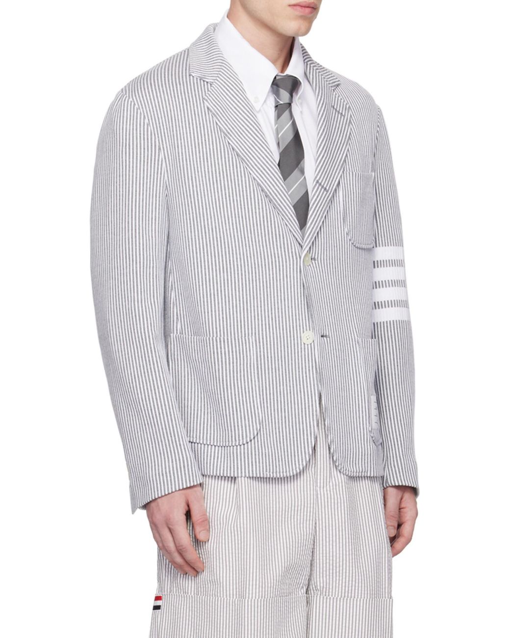 Thom Browne Gray 4-Bar Striped Single-Breasted Blazer for men