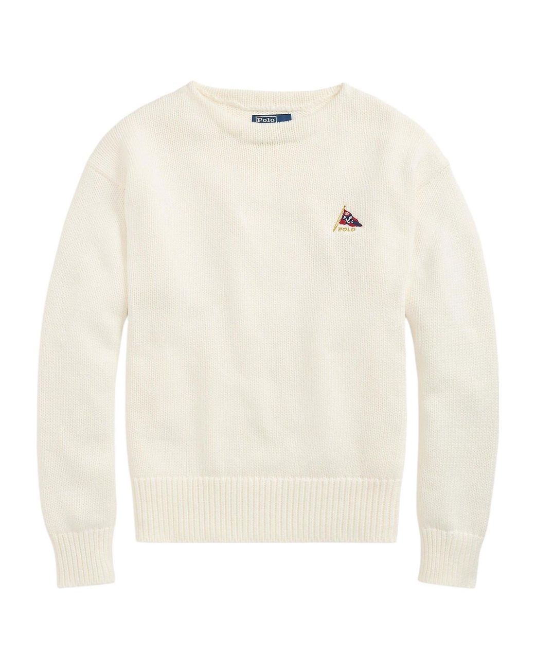 Polo Ralph Lauren White Crew Neck Jumper for men