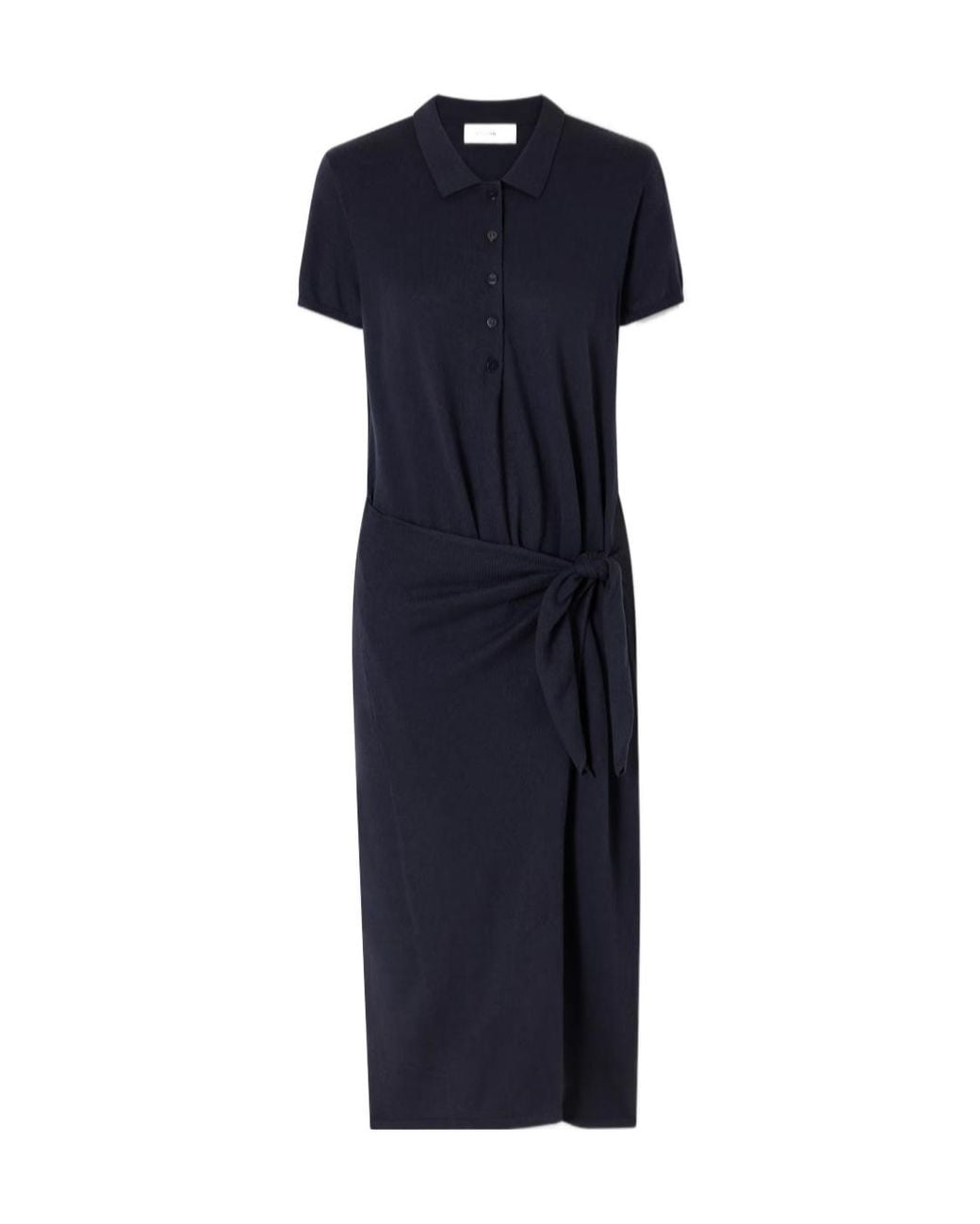 Lisa Yang Blue Anthea Tie-Detailed Cotton And Cashmere-Blend Midi Dress