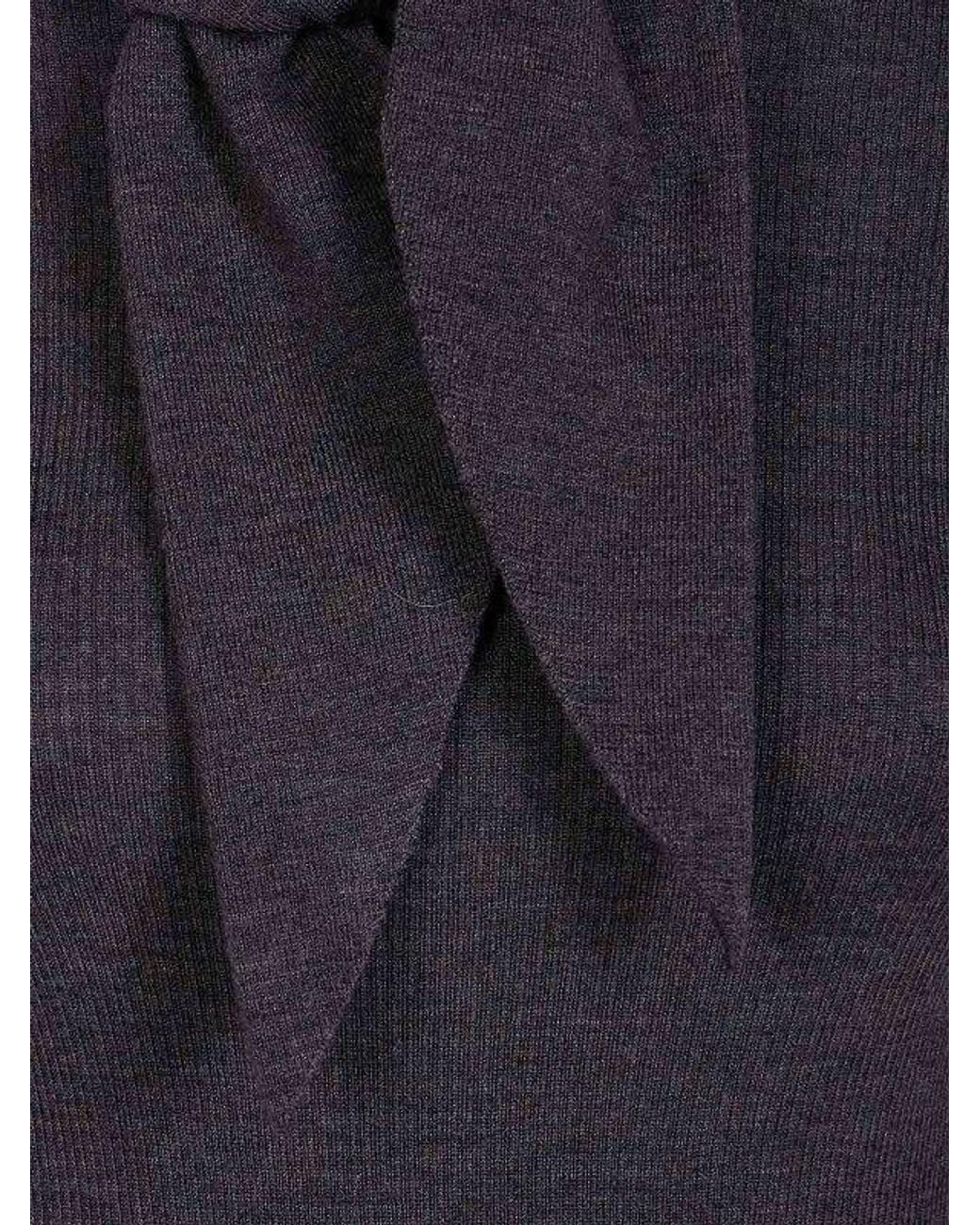 P.A.R.O.S.H. Blue Ribbed-Knit Pussy-Bow Sweater