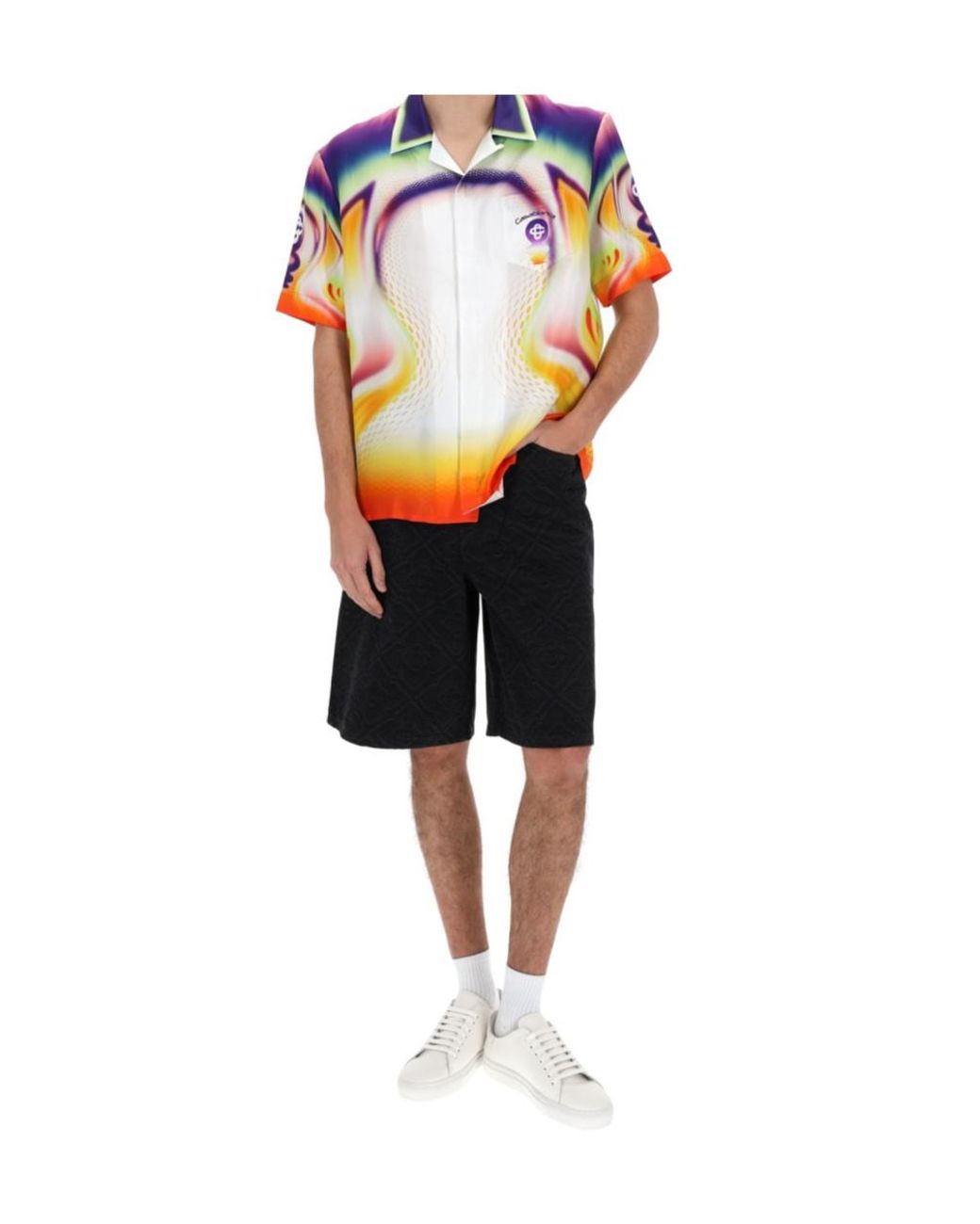 Casablanca Blue Short Sleeve Camp Collar Shirt for men