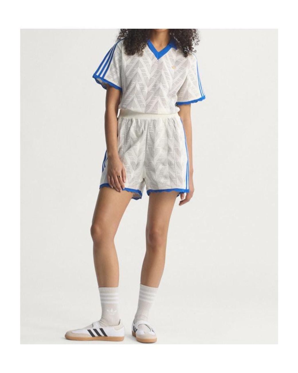 Adidas Originals Blue Logo Trim Knit Shorts