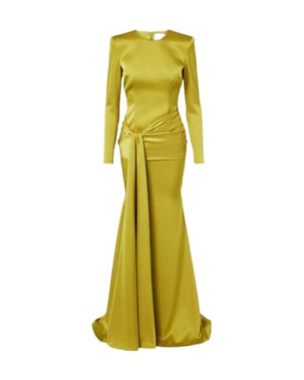 Alex Perry Yellow Draped Belt Satin Crepe Dress