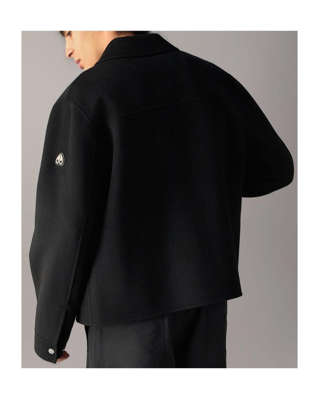 Moose Knuckles Black Logo-Patch Buttoned Jacket for men