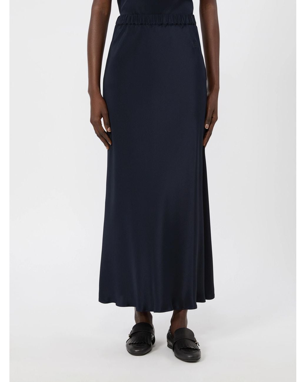 Max Mara Blue Sospiro Logo Embroidered Skirt