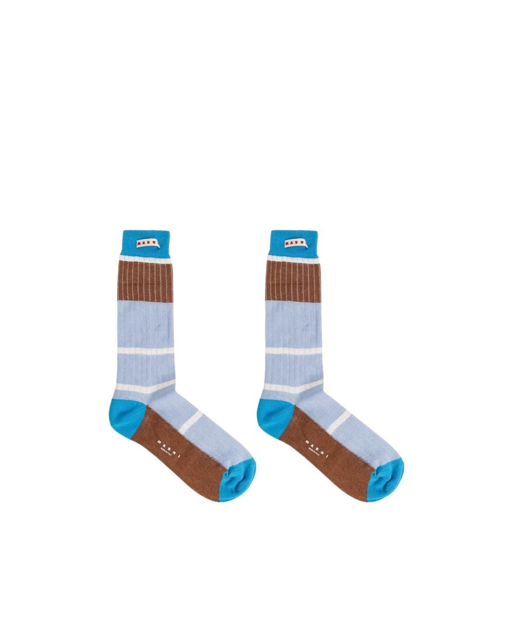 Marni Blue Stripe Pattern Logo Socks