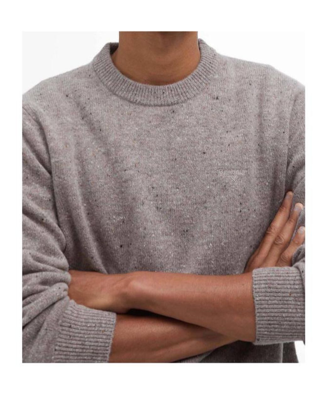 Barbour Gray Tainsbury Crew Neck Jumper for men
