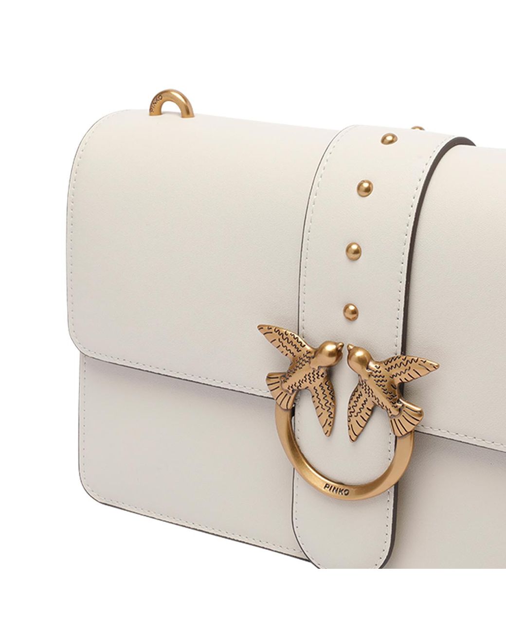 Pinko Natural Logo Plaque Chain Linked Crossbody Bag