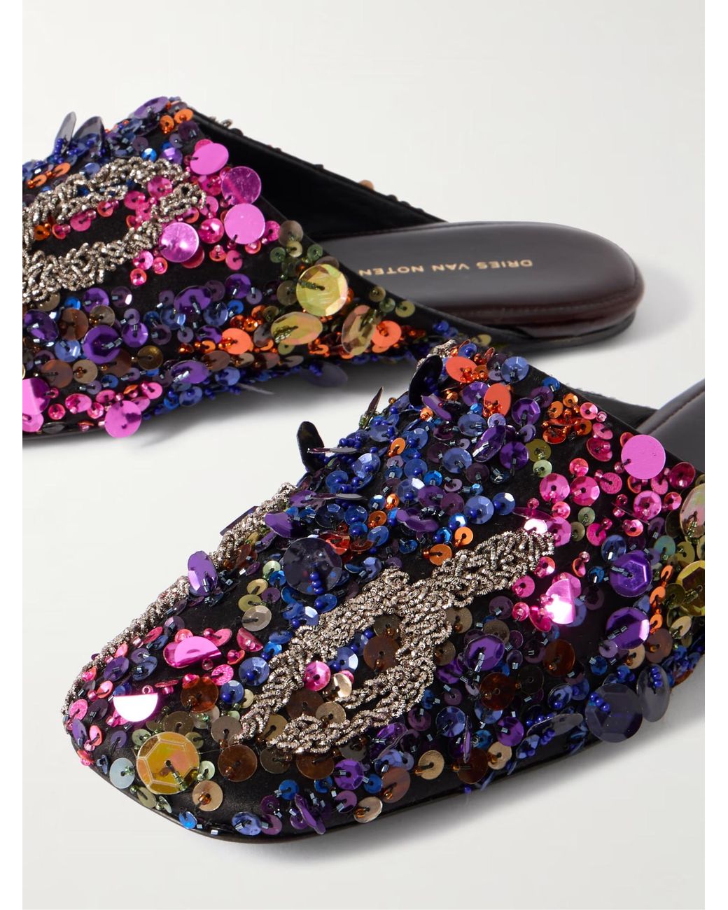 Dries Van Noten Blue Sequin Embellished Slides